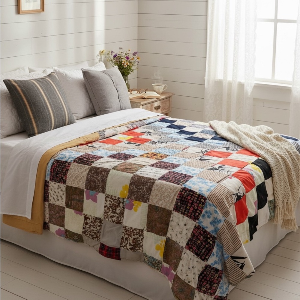 Vintage Late 70's Early 80’s Handmade Patchwork Quilt